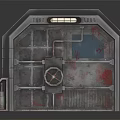 Detailed Rusty Industrial Metal Door Featuring Mechanical Grids Circular Lock And 3D Design