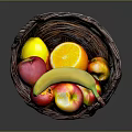 Fresh Assorted Fruits in Woven Basket with Apples Bananas and Oranges
