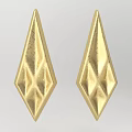 Gold Diamond Shaped Carved Earrings With Intricate Geometric Design Details