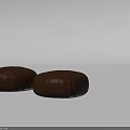 Two Brown Round Leather Padded Stools With Stitched Details For Modern Home