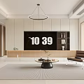 Modern Open Living Dining Room Interior With TV Wall Sofa And Coffee Table 3d model