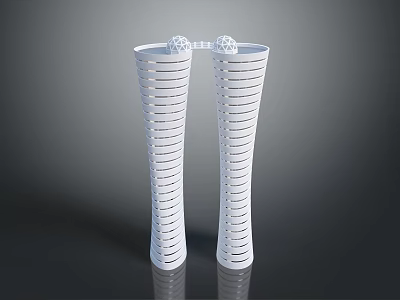 Cartoon Scene Featuring Two White Spiral Design Sculptures With Decorative Top Ornaments 3d model