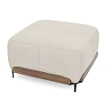 Modern Beige Fabric Ottoman Featuring Wooden Base And Black Metal Legs