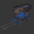 Traditional Wooden Horse Carriage With Side Fencing Wooden Wheels And Roof Design