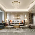 Elegant Modern Living And Dining Room Interior With Crystal Chandelier Sofa And Coffee Table