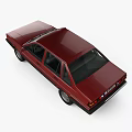 Red Volkswagen Classic Sedan Car With Black Trim And Chrome Details