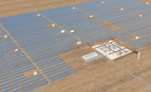 modern power station new energy photovoltaic power generation 3d model