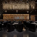 Modern Stylish Bar Interior Design With Unique Chandelier And Comfortable Seats