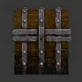 Vintage Wooden Chest Design With Wooden Planks Metal Straps Clasp And Rivets