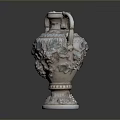 Intricately Carved Ceramic Sculpture Vase With Grape And Leaf Designs