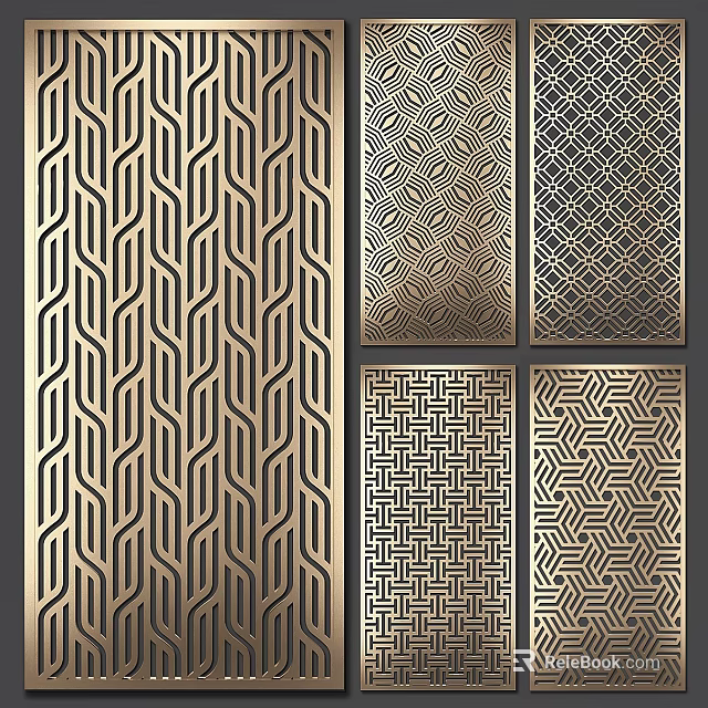 Decorative Metal Room Dividers Featuring Geometric Patterns And Modern Design Styles 3d model 