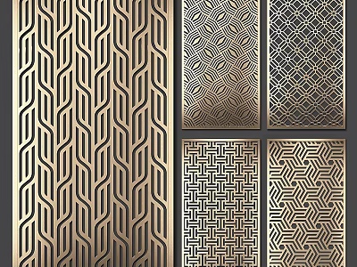 Decorative Metal Room Dividers Featuring Geometric Patterns And Modern Design Styles 3d model