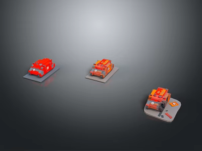 Red Military Vehicles Models With Various Designs And Functional Features 3d model