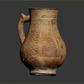 Ancient Earthenware Sculpture With Carved Patterns Handle And Textured Surface 3d model