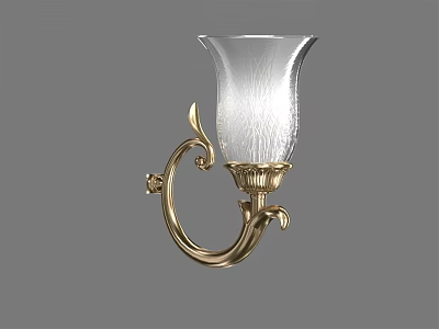 Elegant Wall Sconce With Golden Decorative Bracket And Transparent Glass Shade 3d model