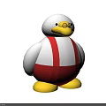 Cute Penguin Doll with White Head Body Yellow Eyes Feet and Red Overalls