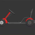 Red Go Kart With Black Seat Steering Wheel And Four Wheels Design
