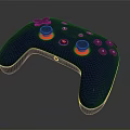 Navy Blue Computer Game Controller With Orange Joysticks And Black Buttons 3d model