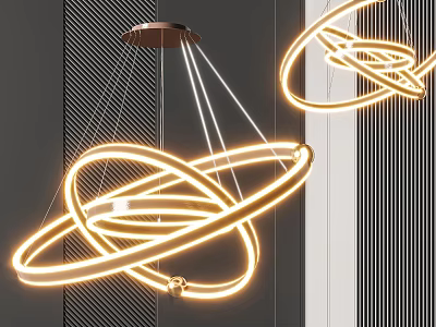 Modern Luxurious Circular Multi Ring Metal Glowing Chandelier for Interior Design 3d model