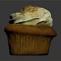 Delicious Freshly Baked Cupcake With White Cream Topping And Brown Fluffy Base