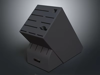 Black Kitchen Knife Block With Multiple Slots For Storing Cooking Knives 3d model