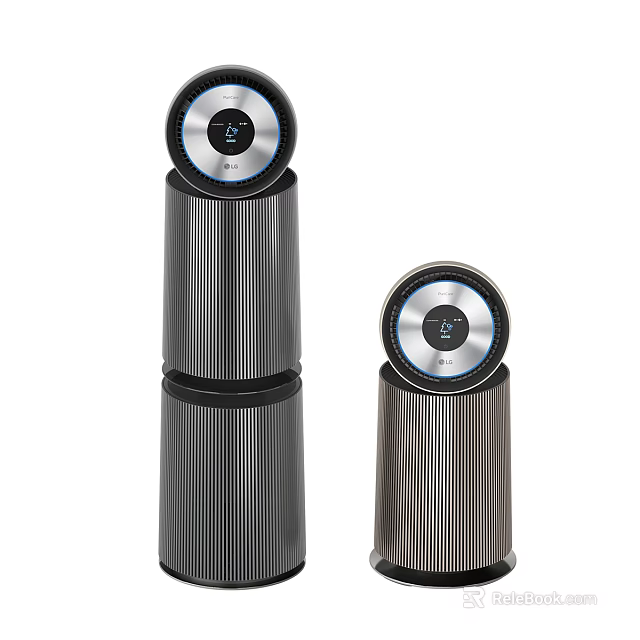 Cylindrical Daily Appliances With Digital Display And Striped Design In Large Small Sizes 3d model 