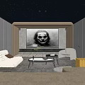 Modern Home Theater Room With Starry Ceiling Large Screen And Comfortable Seating Furniture