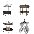 Modern Minimalist Side Tables With Wheels Metal Frame And Wooden Shelves