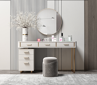 Light Luxury Dressing Table Makeup Table Desk Bucket Cabinet 3d model