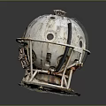 Rusted Vintage Metal Sphere With Stand Holes And Weathered Industrial Surface