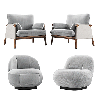 Modern Single Sofa Fabric Sofa Chair Combination 3d model