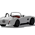White Convertible Classic Sports Car With Brown Interior And Black Wheels