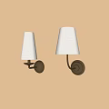 Minimalist Wall Lamps with White Shades and Metal Bases Mounted on Beige Wall