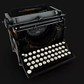 Vintage Office Appliance Classic Typewriter With White Keys Black Body And Decorative Design Elements