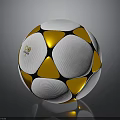 Professional Soccer Ball With White Yellow Black Geometric Pattern And Shiny Surface