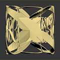 Modern Abstract Gold Metal Furniture With Curved Lines And Reflective Surface