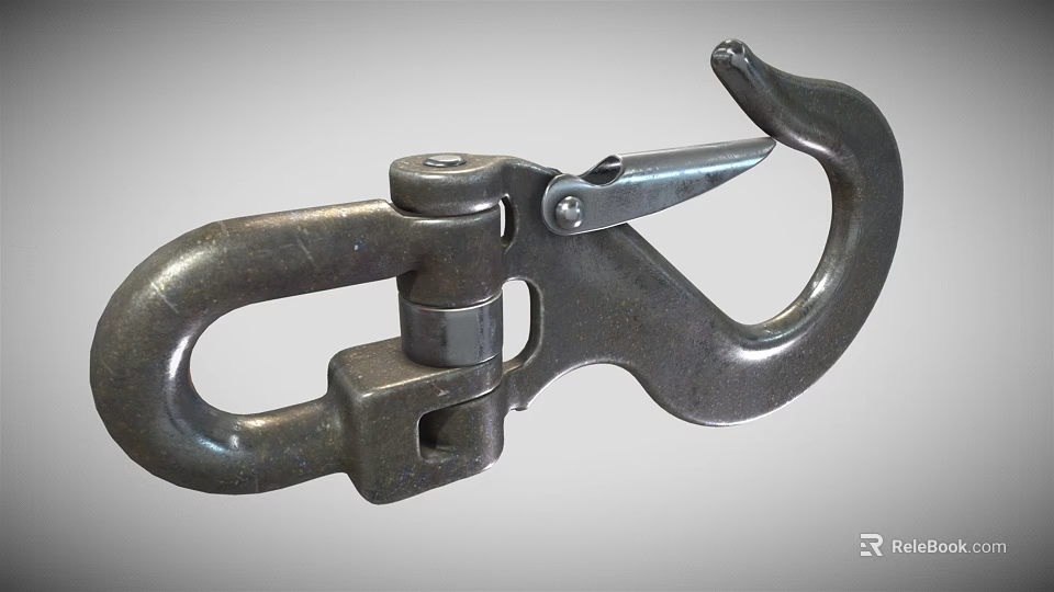 Heavy Duty Industrial Metal Hook With Closed Shackle Safety Lock Design 3d model 