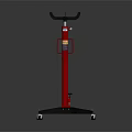 Red Standing Workshop Tool with Black Handles and Four Wheels Design 3d model