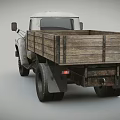 Classic White Truck With Wooden Cargo Bed And Retro Worn Appearance