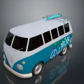 minibus minivan driverless bus school bus van box car 3d model