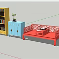 Colorful Decorative Cabinets With Shelves Drawers Potted Plant And Decorative Items