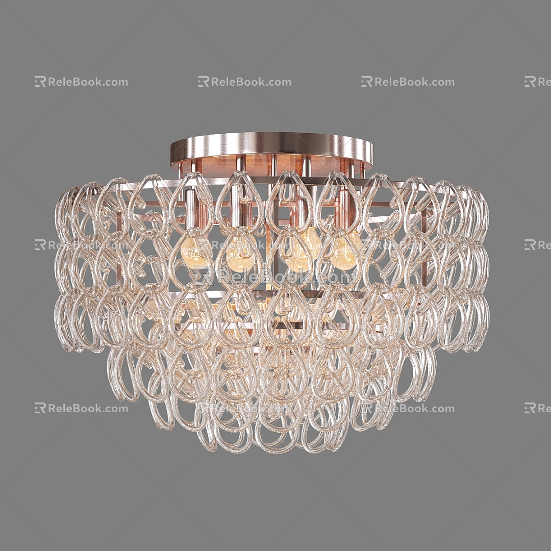 Modern Simple Light Luxury Crystal Chandelier 3d model