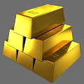 Shiny Gold Bars Stacked In Pyramid Shape With Engraved Inscriptions 3d model