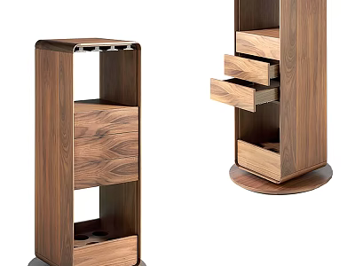 Modern Walnut Wood Console Cabinet And Side Cabinet With Drawers Open Shelves 3d model