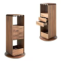 Modern Walnut Wood Console Cabinet And Side Cabinet With Drawers Open Shelves
