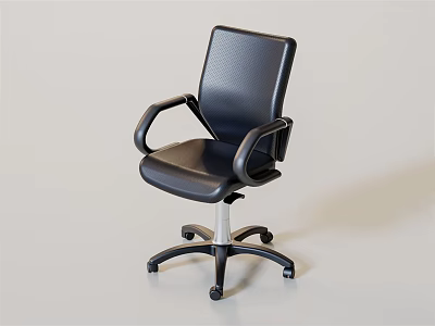 Black Office Chair With Armrests And Five Wheel Base Modern Design 3d model