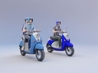 Modern Double Ride Motorcycle 3d model