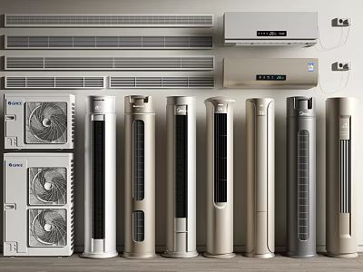 Various Modern Air Conditioners And Fans With Wall Mounted Floor Standing Designs For Home Use 3d model