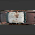 Vintage Rusty Red And White Classic Car With Retro Design And Weathered Exterior