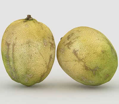 Two Fresh Pomelos With Yellow Green Skin And Natural Spots Textures 3d model